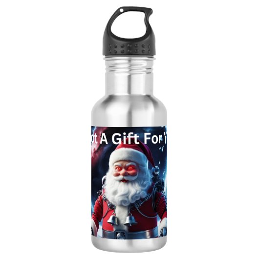 Creepy Robot Santa Edelstahlflasche (Vorderseite)