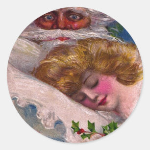 Creepy Santa Claus Hübsche Frau Weihnachten Runder Aufkleber