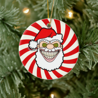 Creepy Santa Claus Screwball Graphics Keramik Ornament