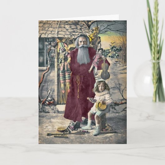 Creepy Santa Viktorianische Weihnachtskarte Feiertagskarte (Vorderseite)