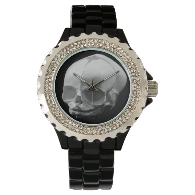 Creepy Säugling Skull Gothies Ladys Wrist Watch Armbanduhr (Vorderseite)