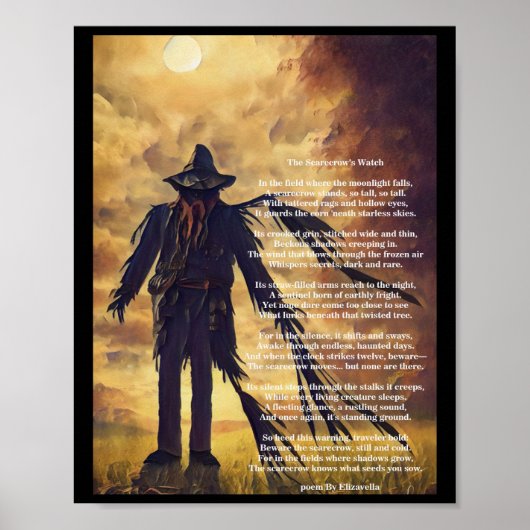 Creepy Scarecrow dunkle Kunst und Gedicht Poster (Vorne)