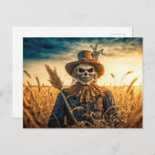 Creepy Scarecrow Happy Halloween Postkarte (Vorne/Hinten)