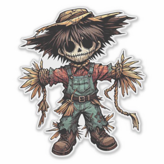 Creepy Scarecrow kleine junge Illustrationskunst Aufkleber (Vorderseite)