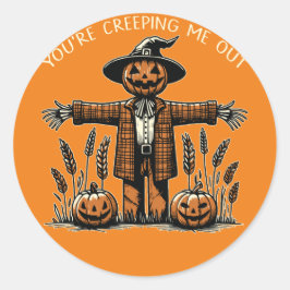 Creepy Scarecrow Pumpkin Halloween Sticker