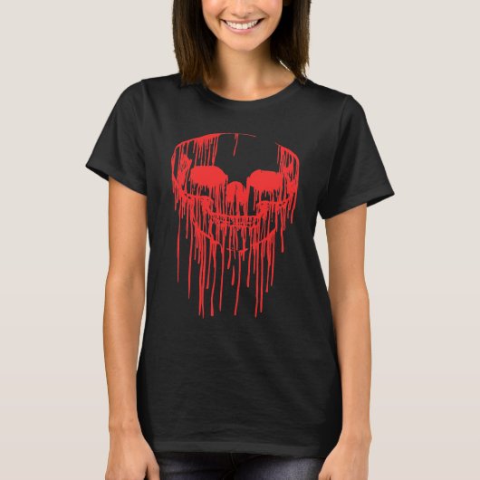 Creepy Scary Bloody Skull Halloween Human Costume T-Shirt (Vorderseite)
