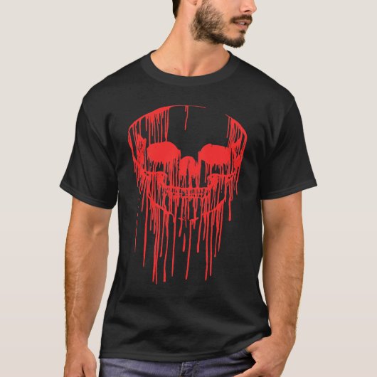 Creepy Scary Bloody Skull Halloween Human Costume T-Shirt (Vorderseite)