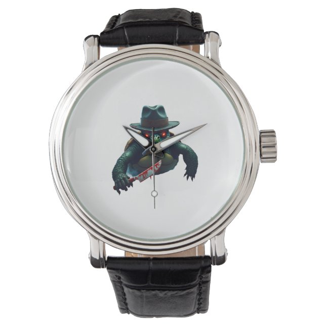 Creepy Scary Halloween Turtle T-Shirt Armbanduhr (Vorderseite)