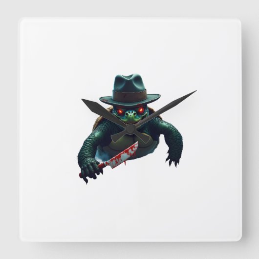 Creepy Scary Halloween Turtle T-Shirt Quadratische Wanduhr (Vorderseite)