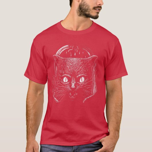 Creepy Scary Horror Cat Art Illustration Design gi T-Shirt (Vorderseite)
