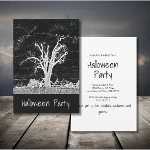 Creepy Schwarz-weiß Gothic Halloween-Party Einladung
