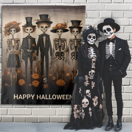 Creepy Skeleton Familie glücklicher Halloween Hint Wandteppich
