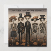 Creepy Skeleton Family Happy Halloween Einladung (Vorderseite)