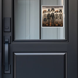 Creepy Skeleton Family Happy Halloween Fensteraufkleber