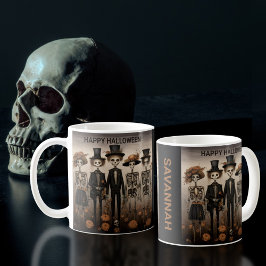 Creepy Skeleton Family Happy Halloween Kaffeetasse