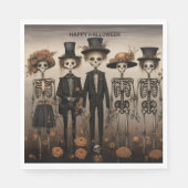 Creepy Skeleton Family Happy Halloween Serviette (Vorderseite)