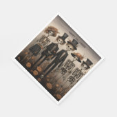 Creepy Skeleton Family Happy Halloween Serviette (Ecke)