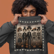 Creepy Skeleton Family Happy Halloween