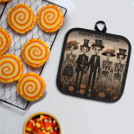 Creepy Skeleton Family Happy Halloween Topflappen