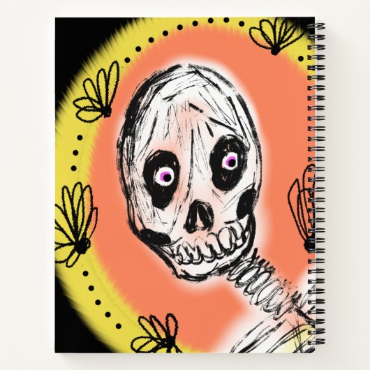 Creepy Skeleton Halloween Doodle Notizblock (Rückseite)