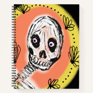 Creepy Skeleton Halloween Doodle Notizblock