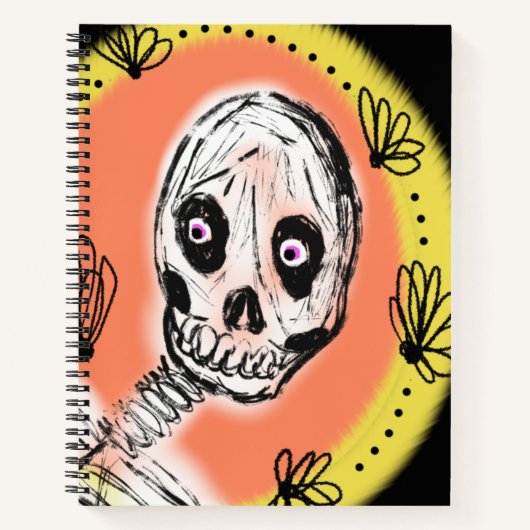 Creepy Skeleton Halloween Doodle Notizblock (Vorderseite)