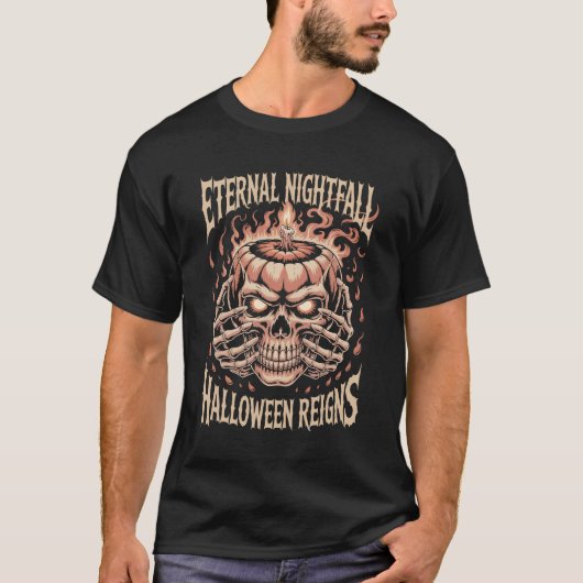 Creepy Skeleton Hands Pumpkin Skull T-Shirt (Vorderseite)
