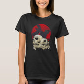 Creepy Skeleton Head Spooky Skull Raven Gothic Ani T-Shirt (Vorderseite)