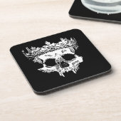 Creepy Skeleton Kopf auf einem harten Kunststoff-U Getränkeuntersetzer (Linke Seite)