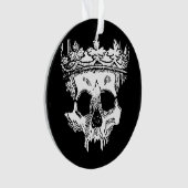 Creepy Skeleton Kopf mit Krone auf Ornament (Vorderseite)