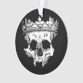 Creepy Skeleton Kopf mit Krone auf Ornament (Vorderseite)
