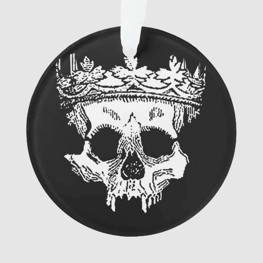 Creepy Skeleton Kopf mit Krone auf Ornament (Vorderseite)