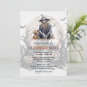 Creepy Skeleton Pumpkins Full Moon Halloween-Party Einladung (Stehend Vorderseite)