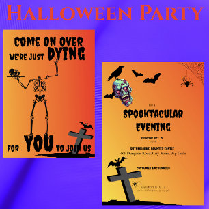 Creepy Skeleton Spooktacular Halloween-Party Einladung