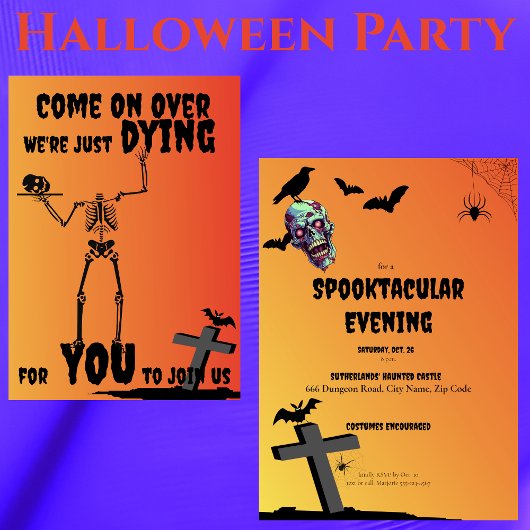 Creepy Skeleton Spooktacular Halloween-Party Einladung