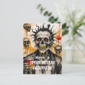 Creepy Skeleton und Skulls Postkarte (Stehend Vorderseite)
