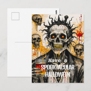 Creepy Skeleton und Skulls Postkarte