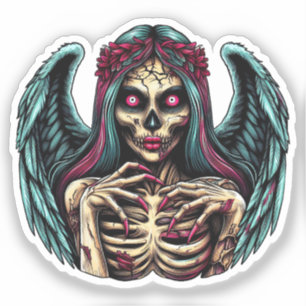 Creepy Skeleton Zombie Angel Dark Fantasy Art Aufkleber