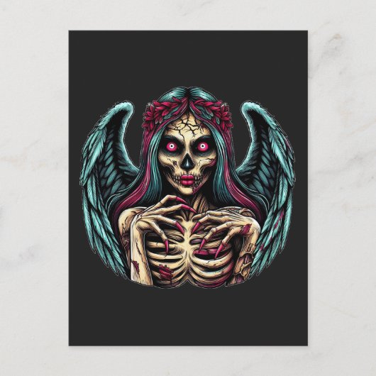 Creepy Skeleton Zombie Angel Dark Fantasy Art Postkarte (Vorderseite)