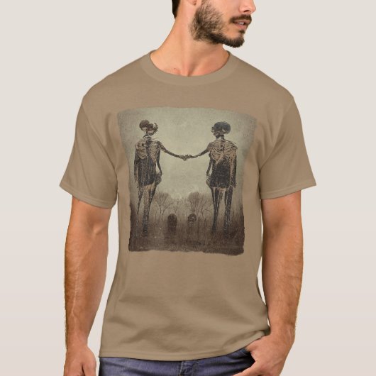 Creepy Skeletonwins Aesthetic Horror Goth Hallowee T-Shirt (Vorderseite)