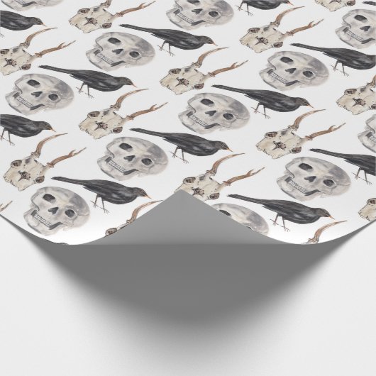 Creepy Skull Black Raven Crow Geschenkpapier (Ecke)