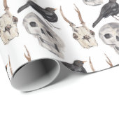 Creepy Skull Black Raven Crow Geschenkpapier (Rolleneckpunkt)
