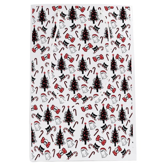 Creepy Skull Ghost und Vampire Cat Mittlere Geschenktüte (Vorderseite)