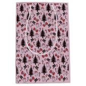 Creepy Skull Ghost und Vampire Cat Pink Mittlere Geschenktüte (Vorderseite)