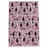 Creepy Skull Ghost und Vampire Cat Pink Mittlere Geschenktüte (Rückseite)