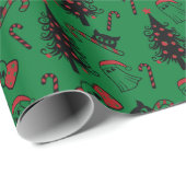 Creepy Skull Ghost und Vampire Cat Wrapping Paper Geschenkpapier (Rolleneckpunkt)