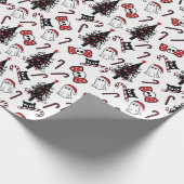 Creepy Skull Ghost und Vampire Cat Wrapping Paper Geschenkpapier (Ecke)