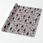 Creepy Skull Ghost und Vampire Cat Wrapping Paper Geschenkpapier (Ungerollt)
