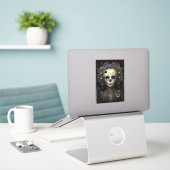Creepy Skull Gothic Dark Fantasy Art Aufkleber (Laptop auf Schreibtisch)
