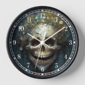 Creepy Skull Gothic Dark Fantasy Art Clock Uhr (Vorderseite)